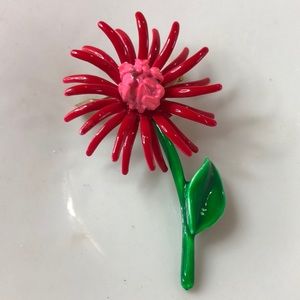 Vintage 70’s 3D Flower Enamel Pin Brooch VTG